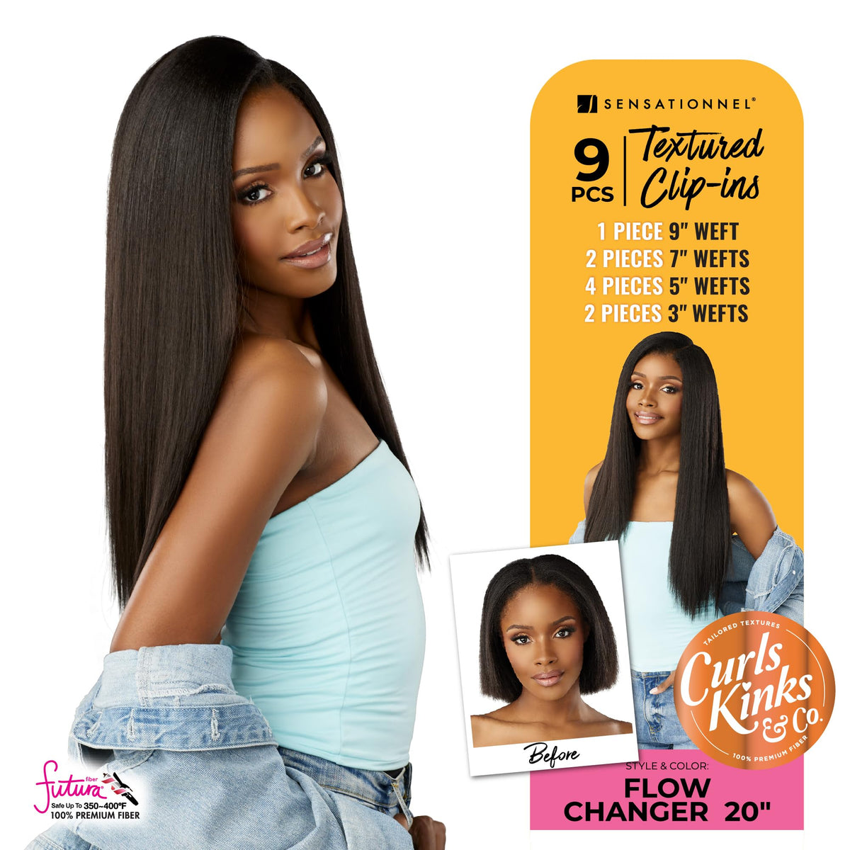 Sensationnel Curls Kinksandco Clip in-Flow Changer,20 inch, S4/27