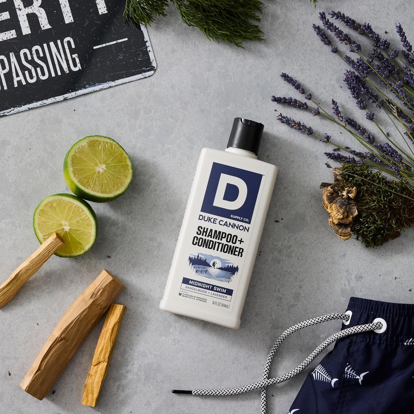 Duke Cannon Supply Co. Midnight Swim 2-in-1 Shampoo and Conditioner for Men - 14 fl oz - Sandalwood + Lavender Scent - Made with Tea Tree Oil Beauty & Personal Care Duke Cannon Supply Co.