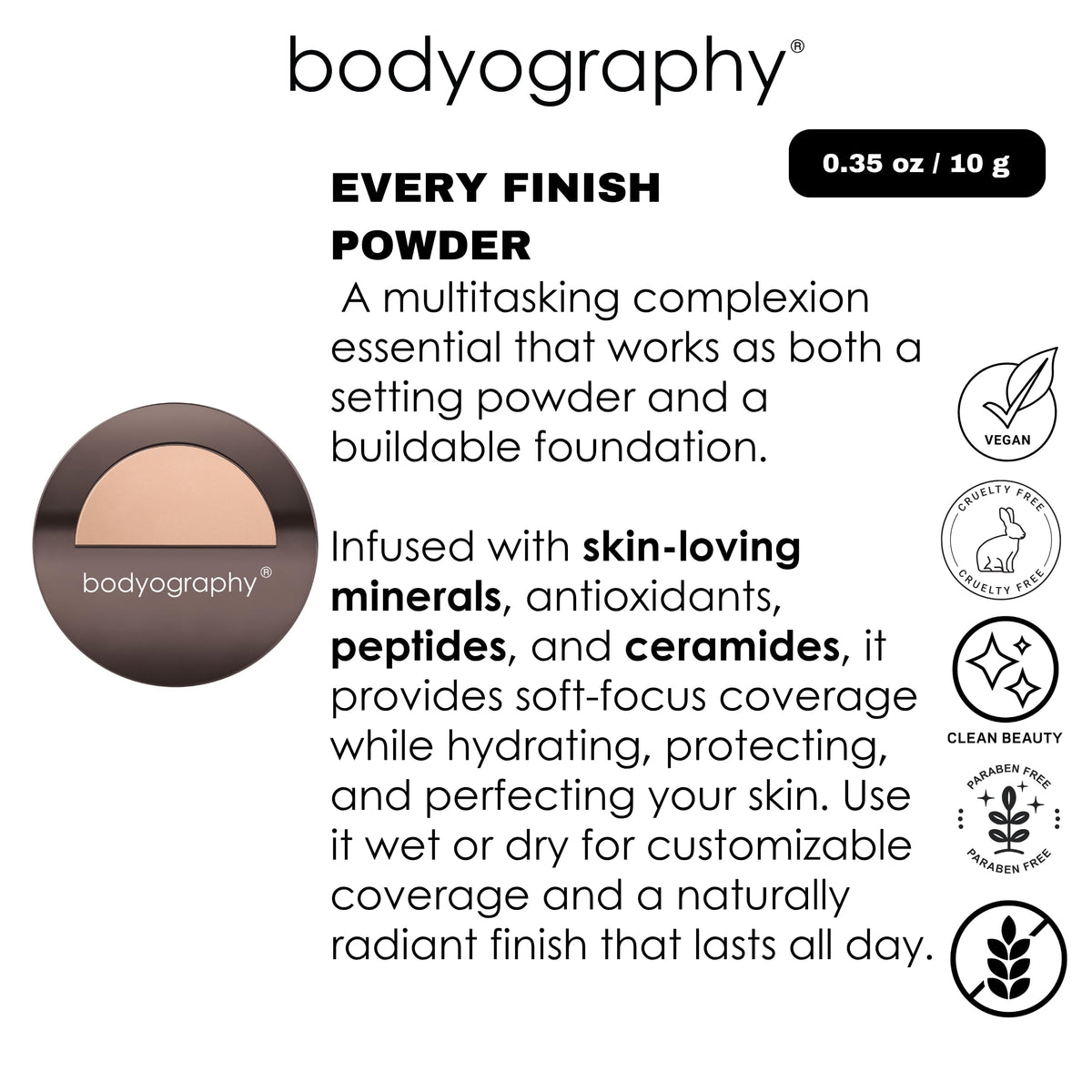 Every Finish Pressed Powder - Translucent by Bodyography for Women - 0.35 oz Powder Beauty & Personal Care Bodyography