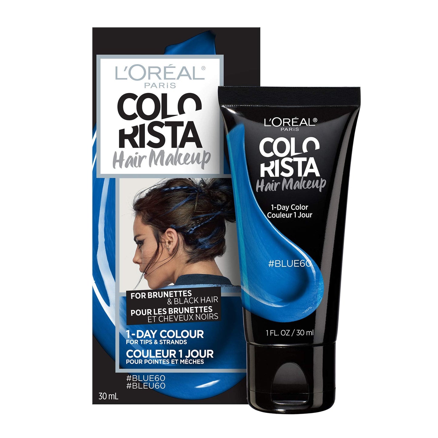 L'Oreal Paris Hair Makeup Temporary 1-Day Hair Color for Brunettes, Blue 60, 1 Fl Oz Beauty & Personal Care L'Oreal Paris
