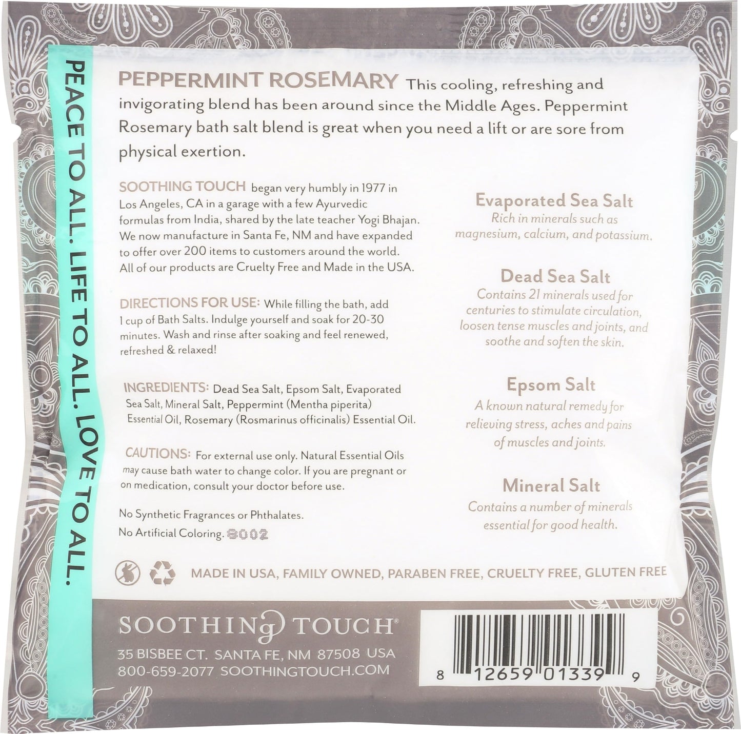 Soothing Touch Bath Salts Pouch, Peppermint Rosemary, 8 Ounce Beauty and Personal Care Soothing Touch