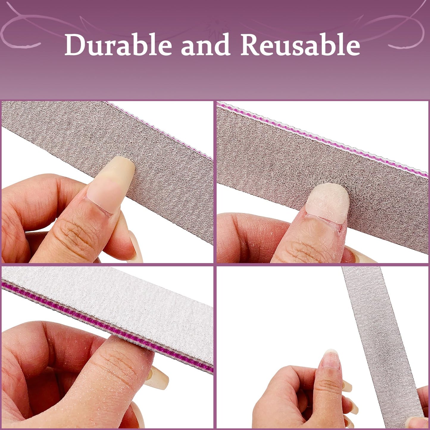HeeYaa Nail File 12 PCS Professional Reusable 100/180 Grit Double Sides Washable Nail File Manicure Tools for Poly Nail Extension Gel and Acrylic Beauty & Personal Care HeeYaa