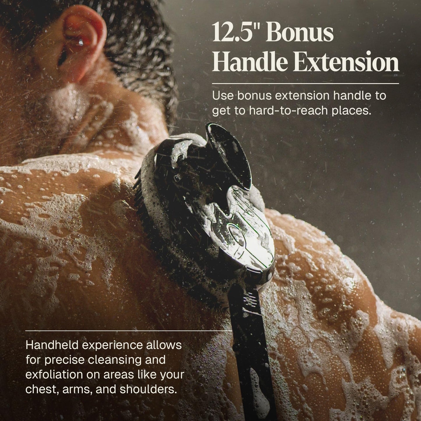 Black Wolf Silicone Body Scrubber & Exfoliator - Vibrating Loofah Shower Scrubber Brush with Handle Extension for Back - Deep Cleaning & Exfoliating Beauty & Personal Care Black Wolf