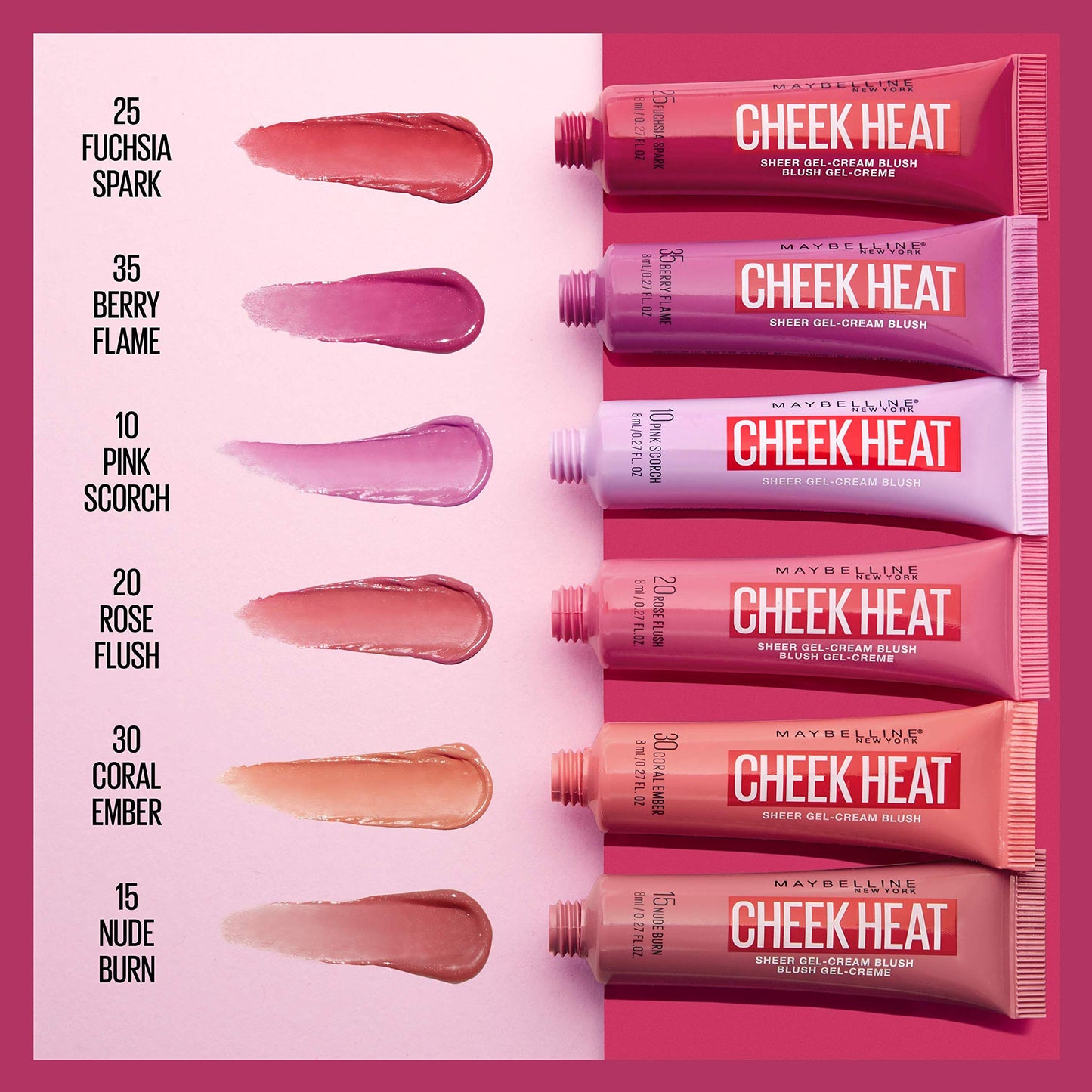 Maybelline Cheek Heat Gel-Cream Blush Makeup, Lightweight, Breathable Feel, Sheer Flush Of Color, Natural-Looking, Dewy Finish, Oil-Free, Nude Burn, 1 Beauty & Personal Care MAYBELLINE