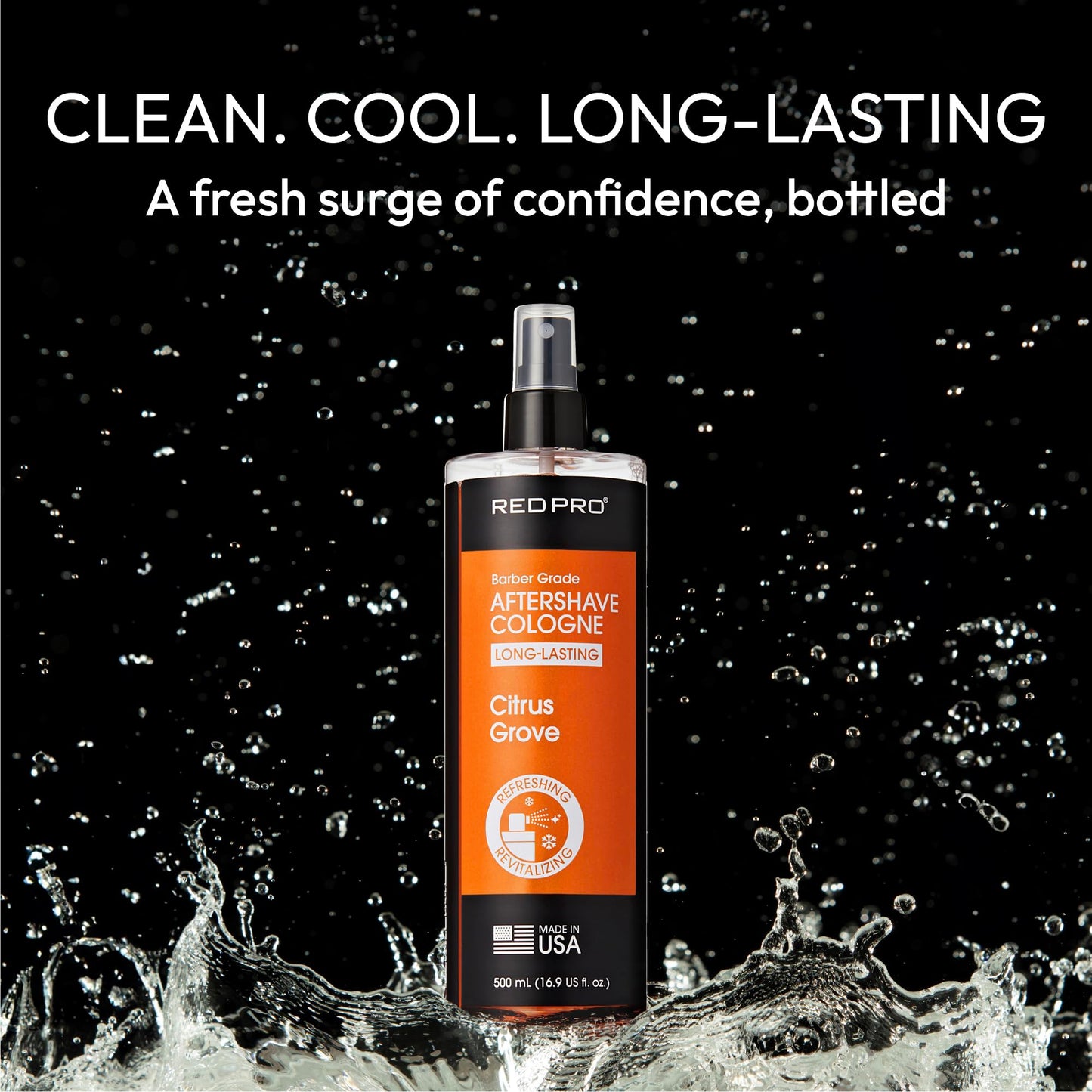 RED Pro GROOMANE Cooling Aftershave Cologne for Men, Barber-Grade Post-Shave Splash, Long-Lasting Scent, Soothes with Aloe, Fast-Drying, Tone Skin Beauty and Personal Care RED Pro