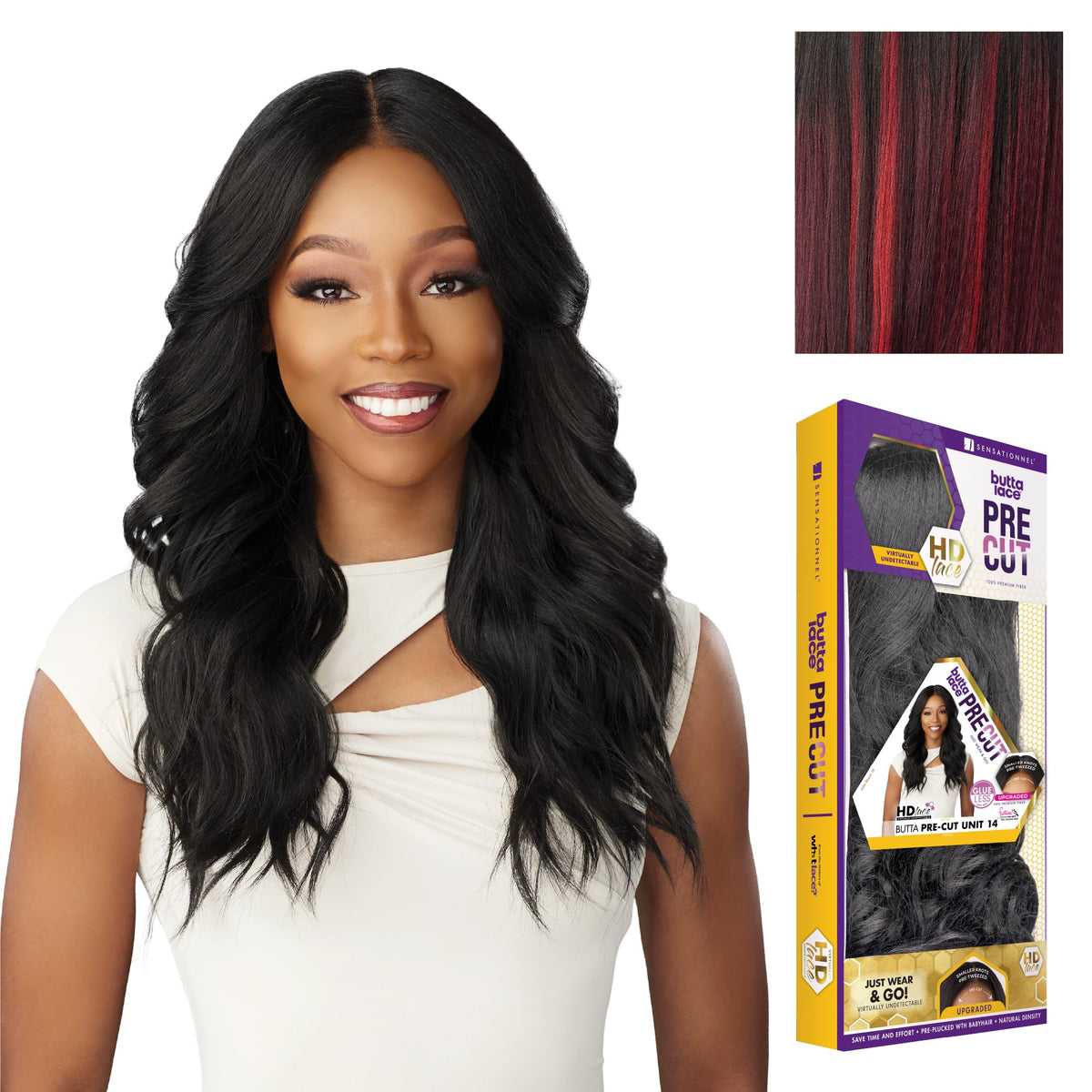 Sensationnel Butta Lace Precut Wig-Unit 14, BALAYAGEFIERYRED