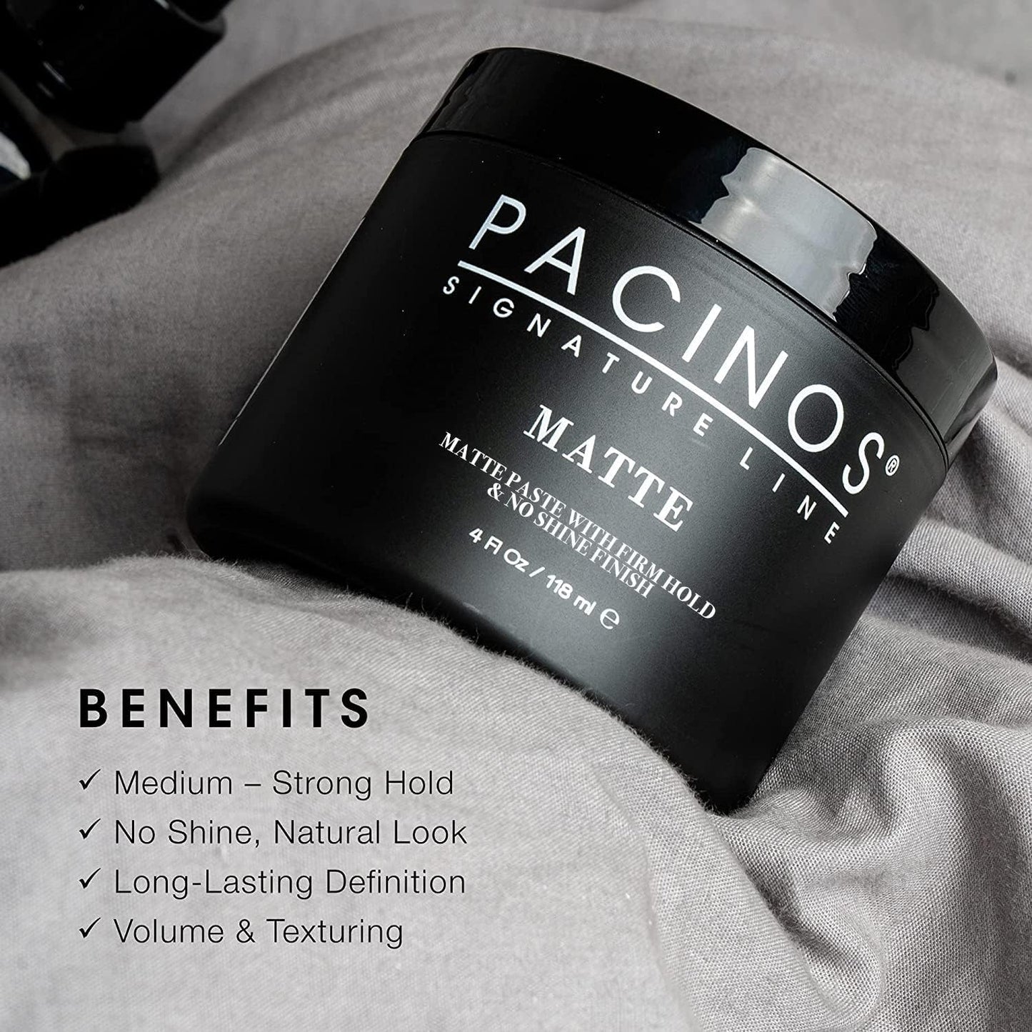 Pacinos Matte Hair Paste - Firm Hold, No Shine, Sculpting & Styling Wax, Long Lasting Definition & Texture, No Flakes, All Hair Types, 4 fl. oz. Beauty & Personal Care Pacinos