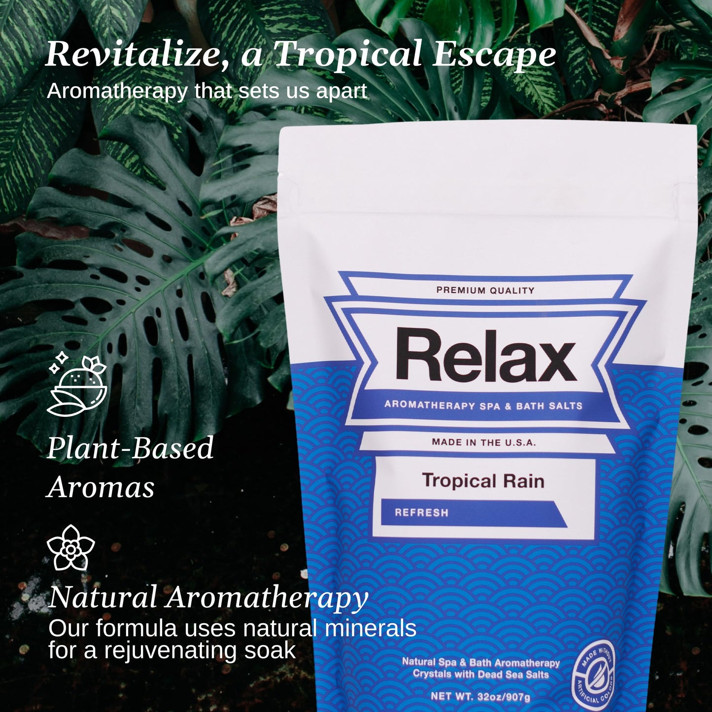Relax Spa & Bath Aromatherapy Bath Salts for Hot Tub, Bath, or Spa, 2LB Bag Infused with Magnesium, Bath Salt for Soaking, Tropical Rain Scent Beauty and Personal Care Relax Spa & Bath