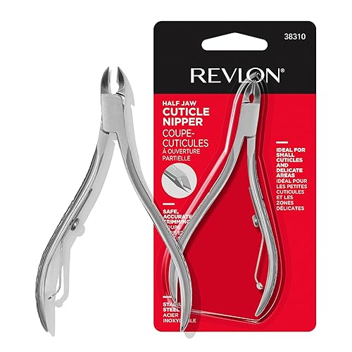 Revlon Half Jaw Cuticle Nipper, Manicure Tool for Nail Care, Hangnail Clipper, For More Precise Trims, Non-Slip Grip, Stainless Steel, 1 Count Beauty & Personal Care REVLON