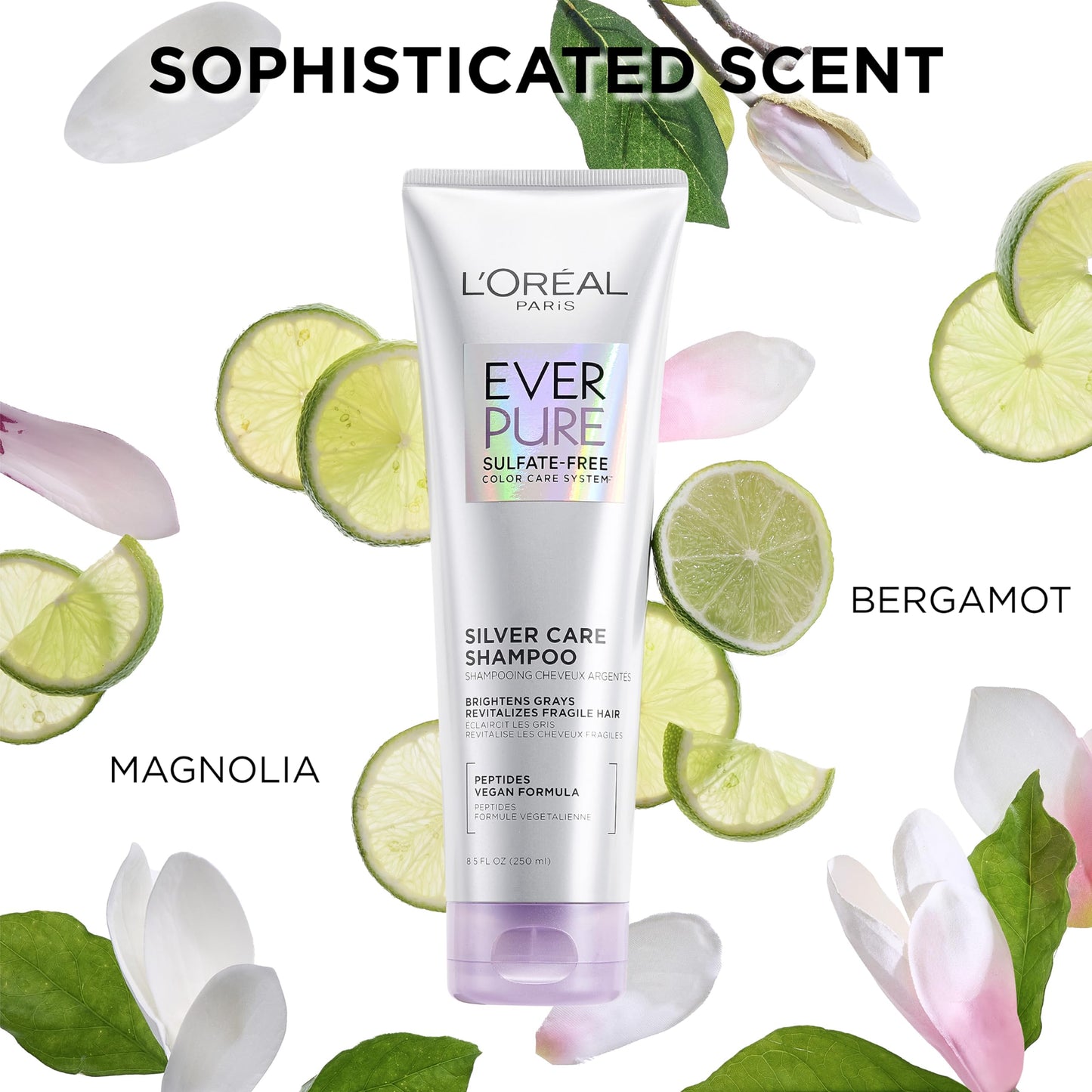 L'Oreal Paris EverPure Brightening and Nourishing Shampoo for Gray Hair, Sulfate-Free Vegan Formula with Peptides, 8.5 Fl Oz Beauty & Personal Care L'Oreal Paris