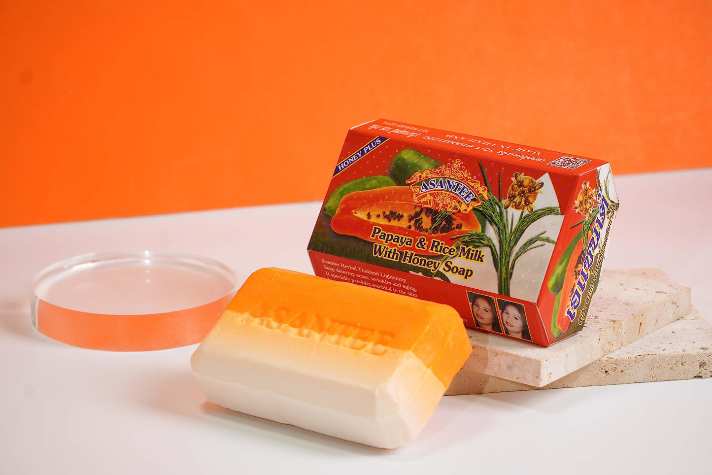 ASANTEE Papaya & Rice Milk with Honey Cleansing Soap 125 Grams (Pack of 6) Beauty & Personal Care ASANTEE