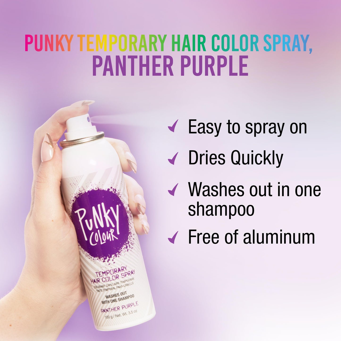 Punky Temporary Hair Color Spray-On, Panther Purple, Non-Damaging Instant Hair Dye, No Bleaching Needed, Non-Sticky, Washable and Leaves No Residue Beauty & Personal Care Punky