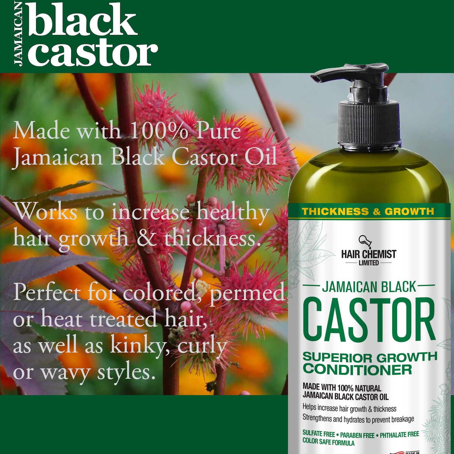 Hair Chemist Superior Growth Jamaican Black Castor Shampoo 33.8oz & Conditioner 33.8oz - 2-PC Shampoo & Conditioner for Hair Growth Beauty & Personal Care Hair Chemist