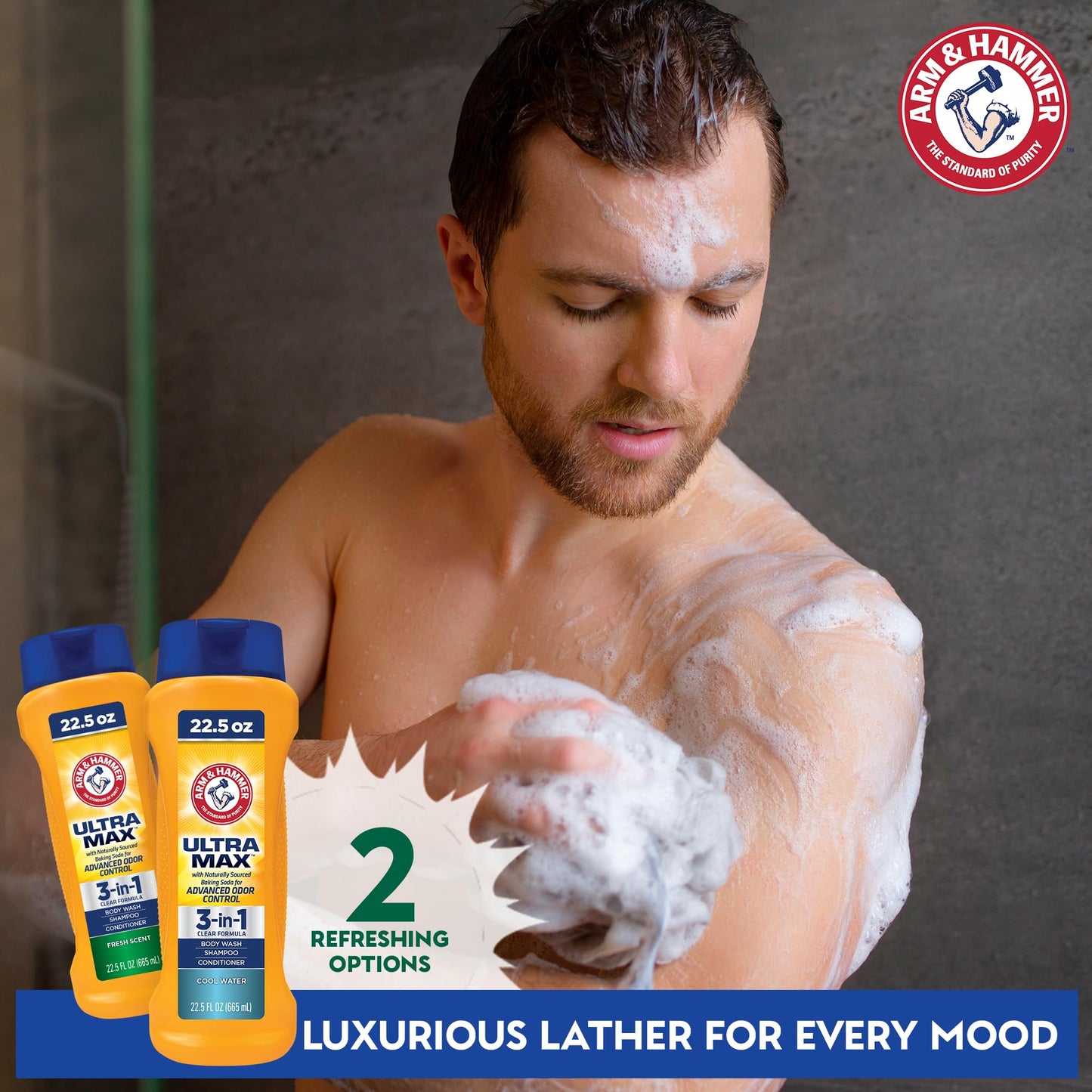 Arm & Hammer Essentials Mens Body Wash - Ultra Max 3-in-1 Fresh Scent 22.5oz - Mens Shampoo Conditioner Body Wash Beauty & Personal Care Arm & Hammer