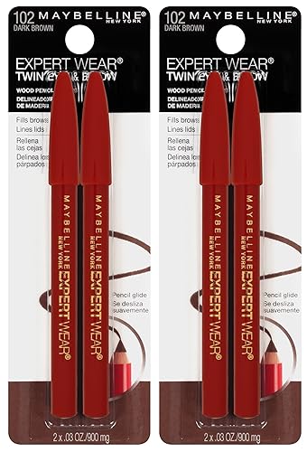 Maybelline New York Expert Wear Twin Brow & Eye Pencils Makeup, Dark Brown, , 2 Count (Pack of 2) Beauty & Personal Care MAYBELLINE