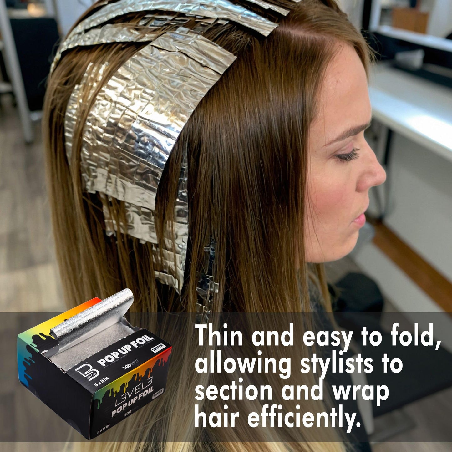 Level 3 Pop Up Foil - Effortless Hair Coloring - Secure Grip - 5" x 10.75" - 500 Aluminum Sheets Beauty & Personal Care L3