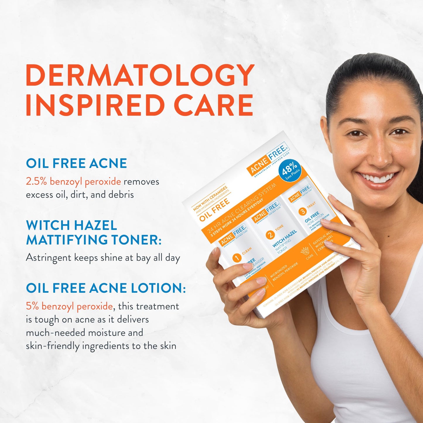 Acne Free 3 Step 24 Hour Acne Treatment Kit - Clearing System W Oil Free Acne Cleanser, Witch Hazel Toner, & Oil Free Acne Lotion - Acne Solution W Beauty & Personal Care AcneFree