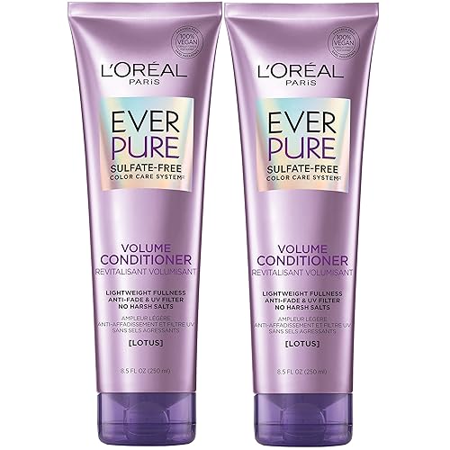 L'Oreal Paris EverPure Volume Sulfate Free Conditioner for Color-Treated Hair, Volume + Shine for Fine, Flat Hair, with Lotus Flower, 2 Count (8.5 Fl Beauty & Personal Care L'Oreal Paris