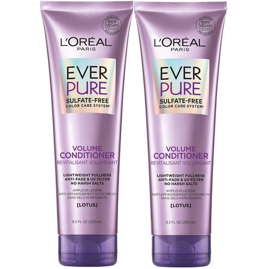 L'Oreal Paris EverPure Volume Sulfate Free Conditioner for Color-Treated Hair, Volume + Shine for Fine, Flat Hair, with Lotus Flower, 2 Count (8.5 Fl Beauty & Personal Care L'Oreal Paris