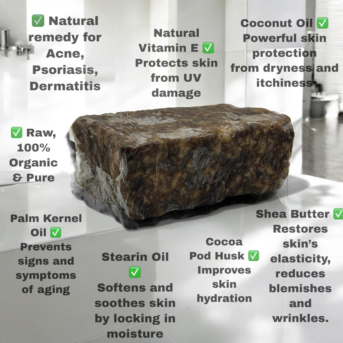 Natural African Black Soap, Pure & Natural Ingredients, Imported From Ghana - 1 lb (16 oz) Beauty & Personal Care Pachamama Essentials