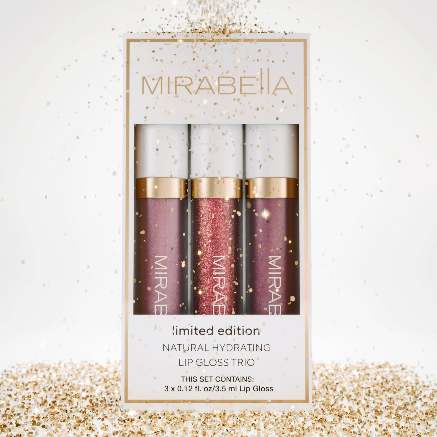 Mirabella 3 Pack Lip Gloss Trio - Highly Pigmented Shimmer Lip Gloss Non Sticky with Hydrating Medical Grade Lanolin for Chapped Lips, Lip Gloss for Beauty & Personal Care Mirabella