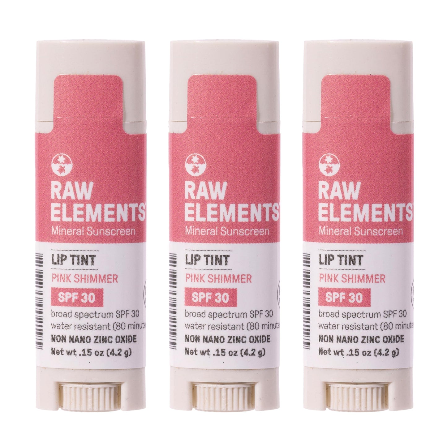 Raw Elements Organic Pink Lip Shimmer Zinc Oxide SPF 30+, 0.15 oz (Pack of 3) Beauty and Personal Care Raw Elements
