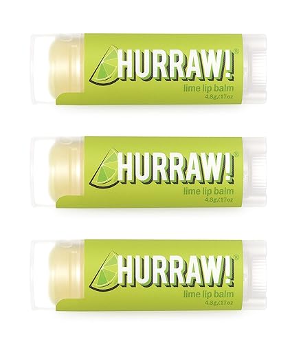 Hurraw! Lime Lip Balm, 3 Pack: Organic, Certified Vegan, Cruelty and Gluten Free. Non-GMO, 100% Natural Ingredients. Bee, Shea, Soy and Palm Free. Beauty & Personal Care HURRAW!