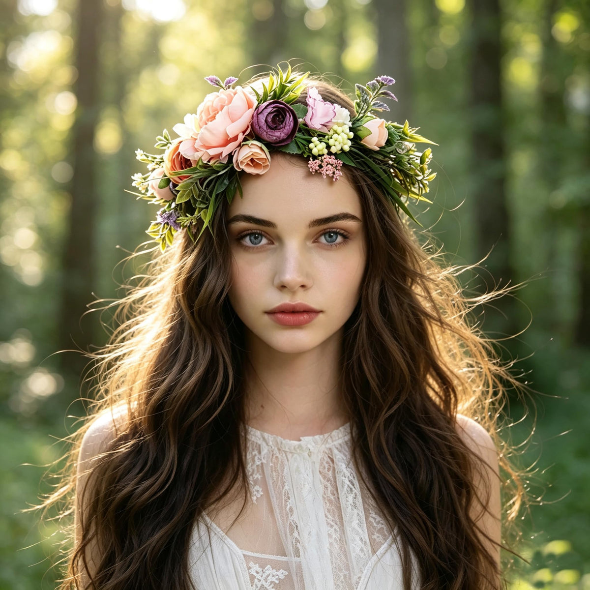 LLinfflr Women Floral Crown Boho Flower Headband Halo Headpiece Cosplay