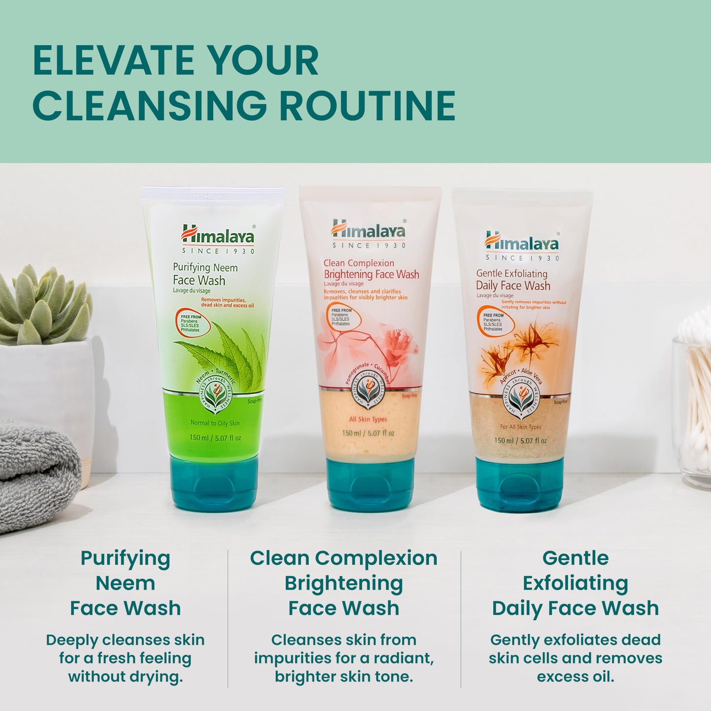 Himalaya Clean Complexion Brightening Face Wash for Bright Clean Skin, For All Skin Types, Free from Parabens, SLS, and Phthalates, 150 ml (5.07 oz) Beauty & Personal Care Himalaya