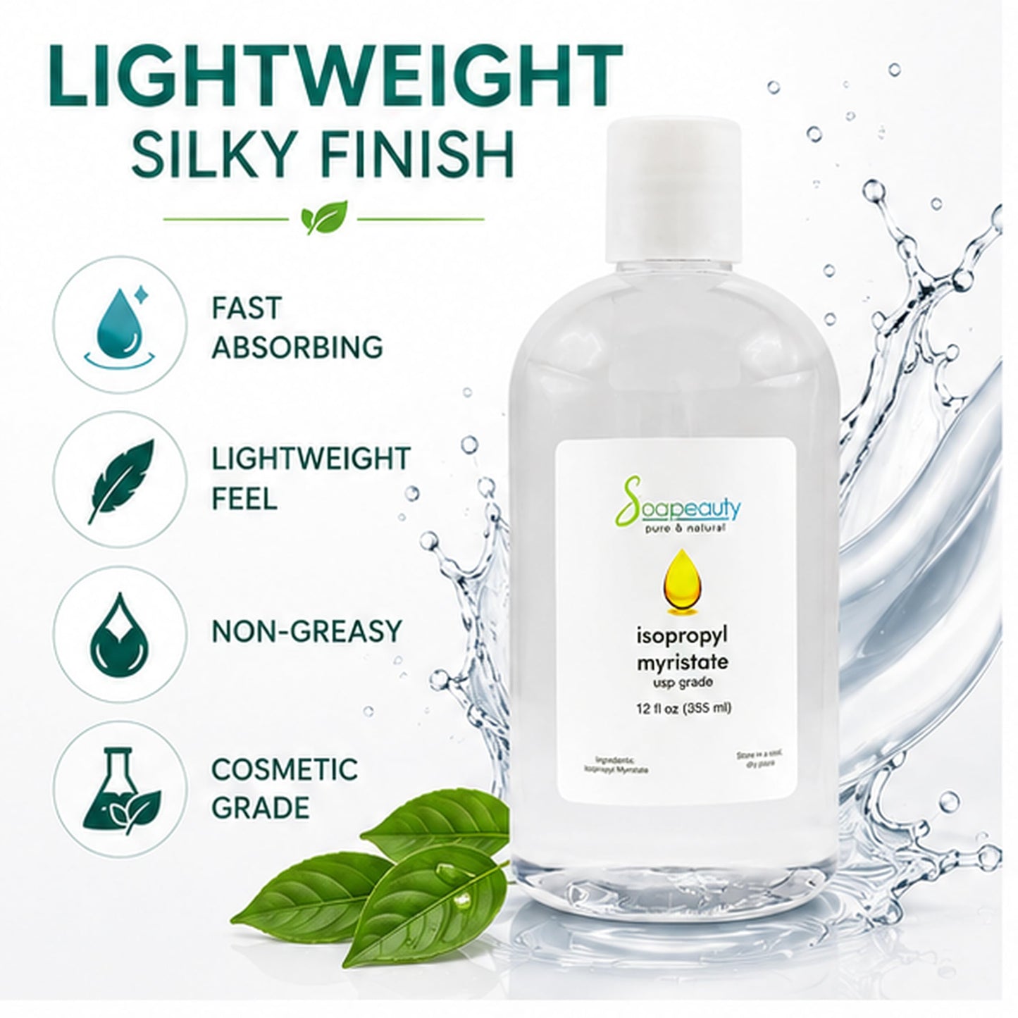 Soapeauty Isopropyl Myristate - Cosmetic Grade IPM - For Lotions, Creams, Soap Making, Hair Care, Fragrance Oils, Makeup Remover & DIY Beauty Beauty and Personal Care Soapeauty
