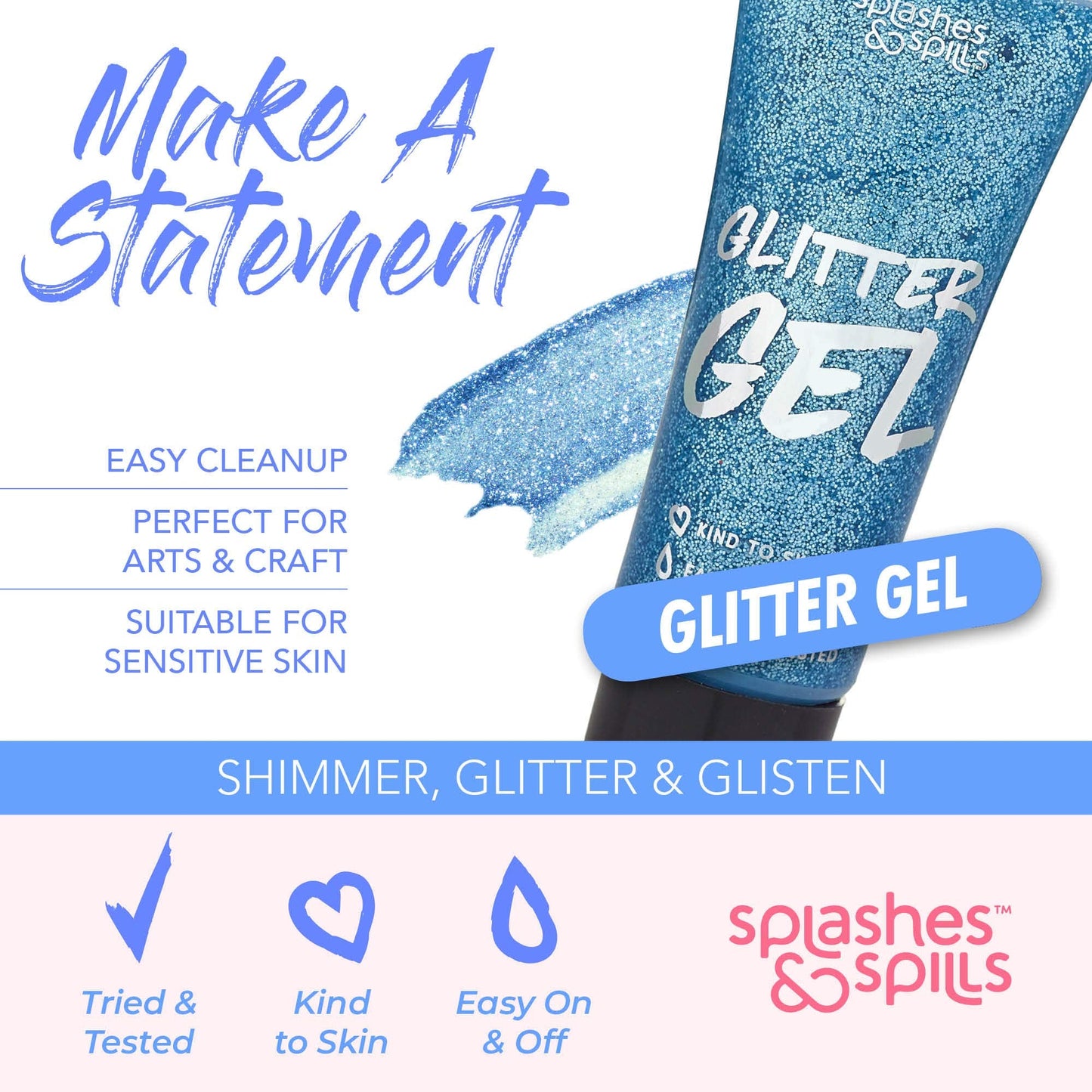 Body Glitter Paint Gel - 7 Color Costume Set for Women, Girls - 10 ml Tubes Holographic Shimmer Effect for Hair, Body, Face - Great for Festival Beauty & Personal Care splashes & spills