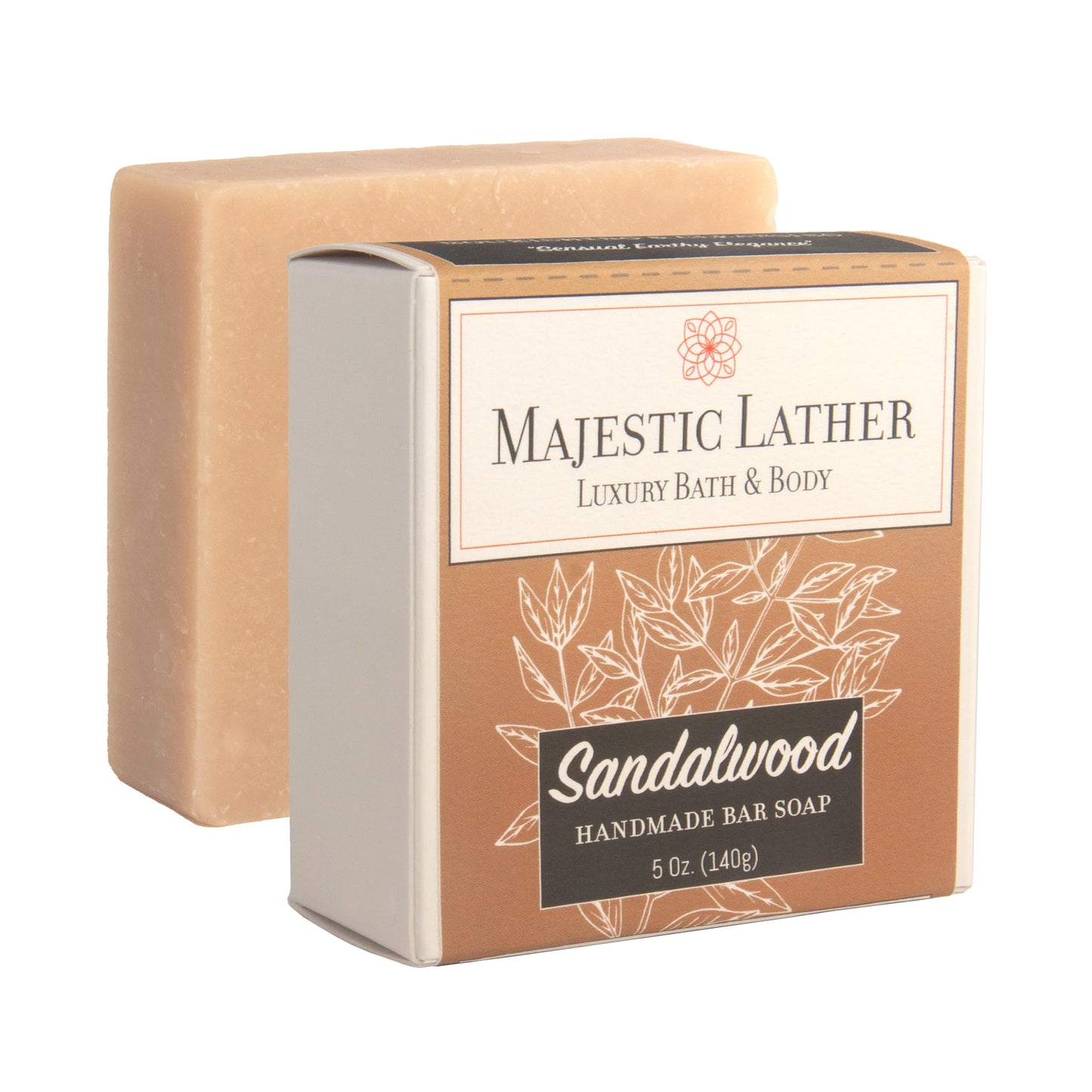Sandalwood Luxury Bar Soap for Face & Body - Skin Soothing, Gentle Cleansing, Moisturizing & Nourishing. Shea Butter & Natural Oils. Cold Process Beauty & Personal Care Majestic Lather
