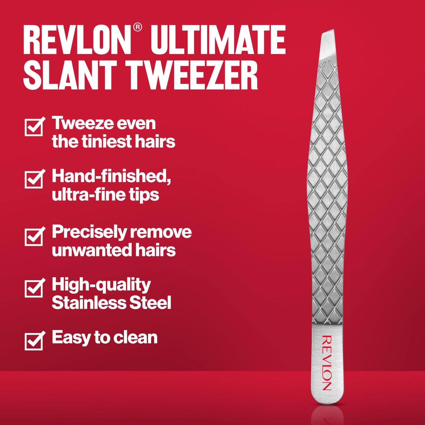 Revlon Ultimate Slant Tweezer, Hand-Finished Ultra-Fine Tips for Precise Hair Removal, Perfect for Tweezing The Tiniest Hairs, Made With Stainless Beauty & Personal Care REVLON