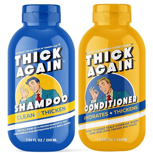 Thick Again Men's Hair Thickening Shampoo & Conditioner System with TrioCore Scalp Care Technology - Natural Solution for Fuller, Thicker-Looking Hair Beauty & Personal Care THICK AGAIN