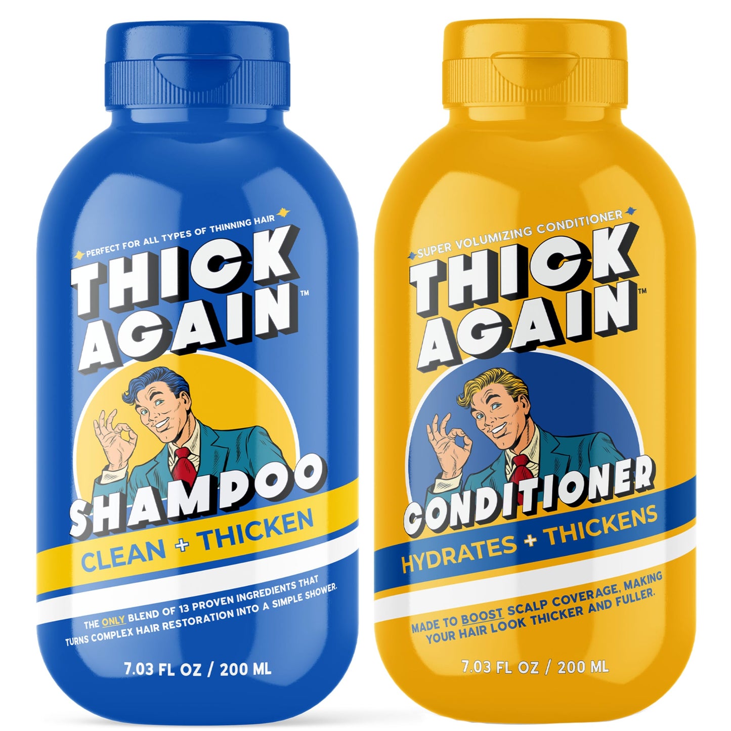 Thick Again Men's Hair Thickening Shampoo & Conditioner System with TrioCore Scalp Care Technology - Natural Solution for Fuller, Thicker-Looking Hair Beauty & Personal Care THICK AGAIN