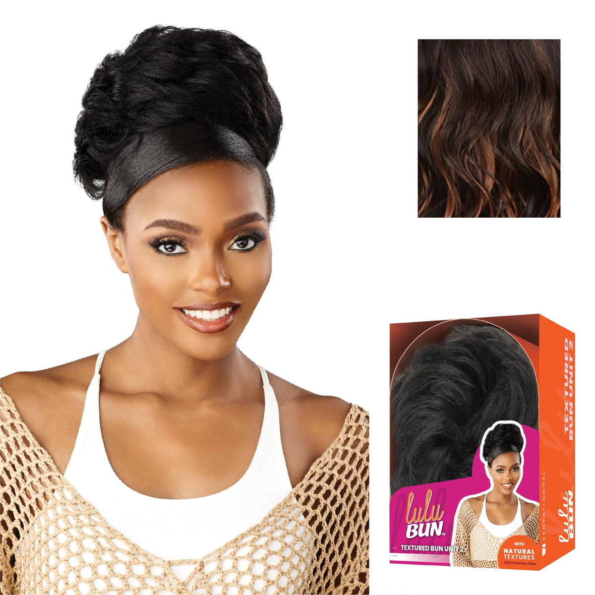 Sensationnel Lulu Bun Hair Extensions-Textured Bun Unit 2,F1B/30