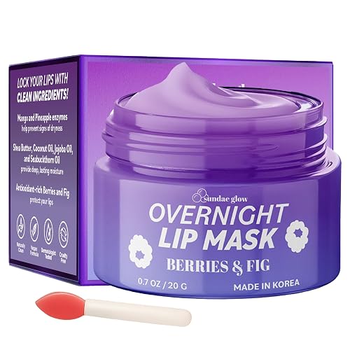 Sundae Glow Lip Mask with Berries & Fig - Overnight Lip Repair, Intense Hydration & Smoothing - Dermatologist Tested, Korean Lip Care - Vegan, Clean Beauty & Personal Care Sundae Glow