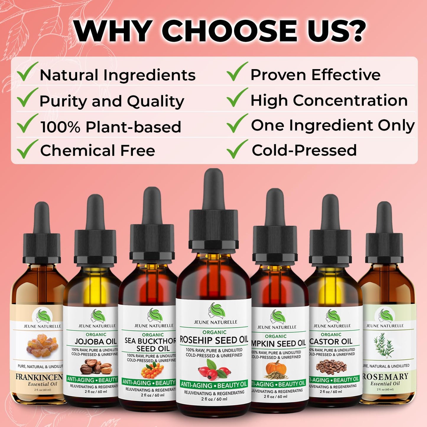 Rosehip Oil - Pure, Virgin, Cold Pressed - From Whole Berries (Pulp & Seeds), Natural Deep Orange Hue for Intensive Skin Repair - Undiluted Organic Beauty & Personal Care Jeune Naturelle