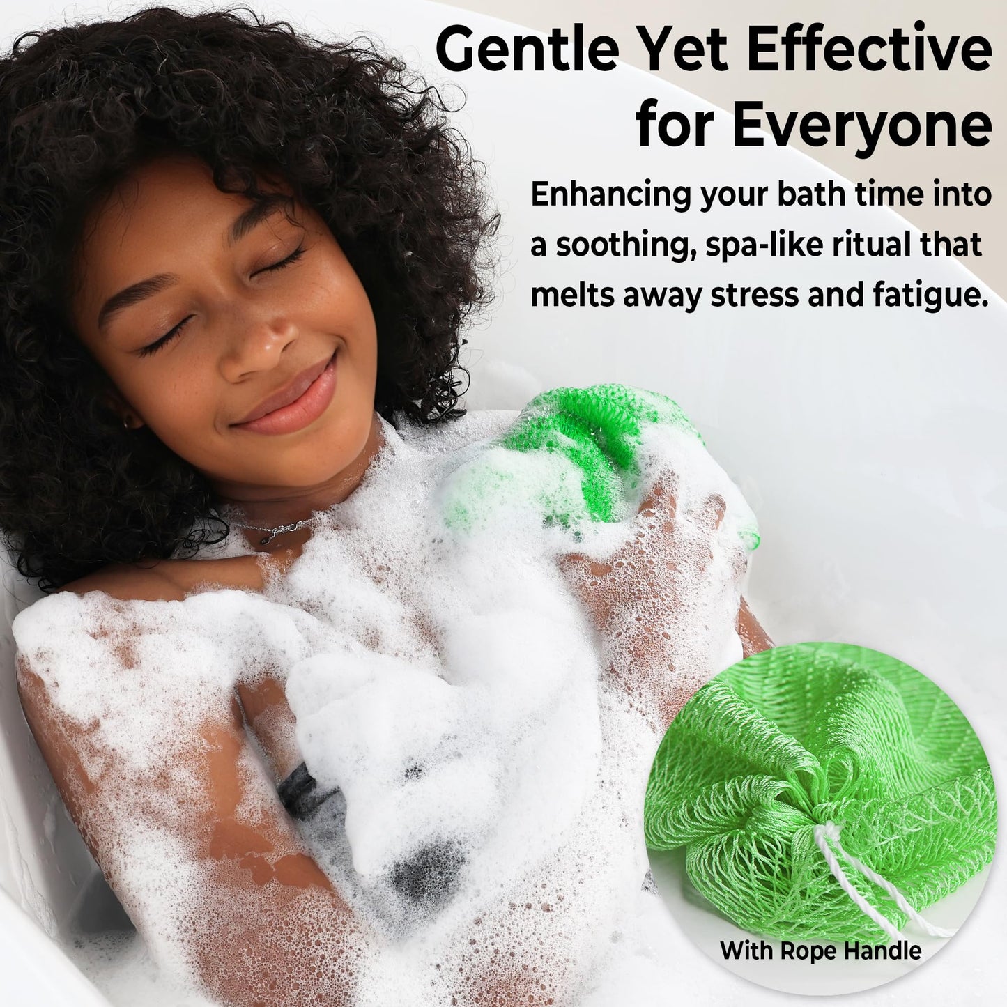 Authentic African Net Sponge with Knots - 2 Pieces Exfoliating Body Sponge Purple & Green - Back Scrubber Shower Exfoliator for Women Personal Care Beauty and Personal Care RelaxScene