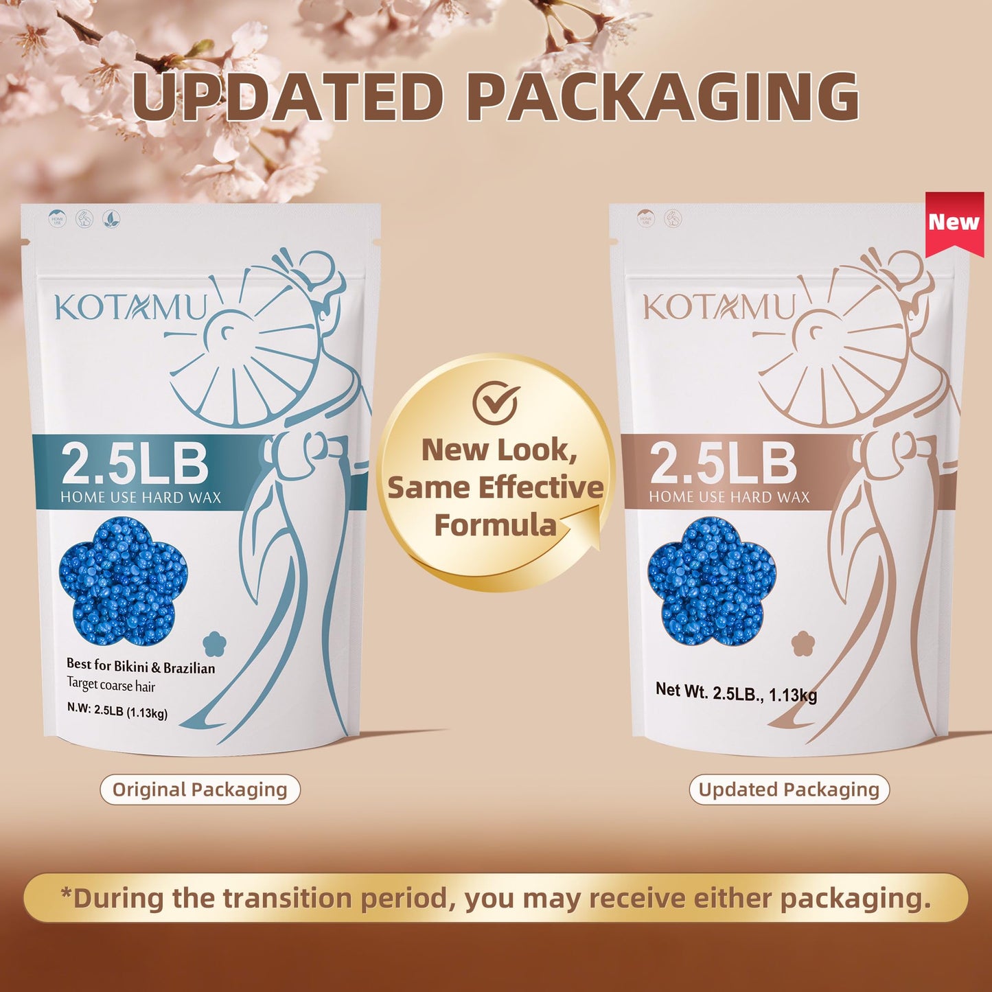 KOTAMU Wax Beads, 2.5lb Hard Wax for Bikini Brazilian Sensitive Skin Facial Leg Body Waxing, Professional Waxing Beads Target Coarse Hair Removal Beauty and Personal Care KOTAMU