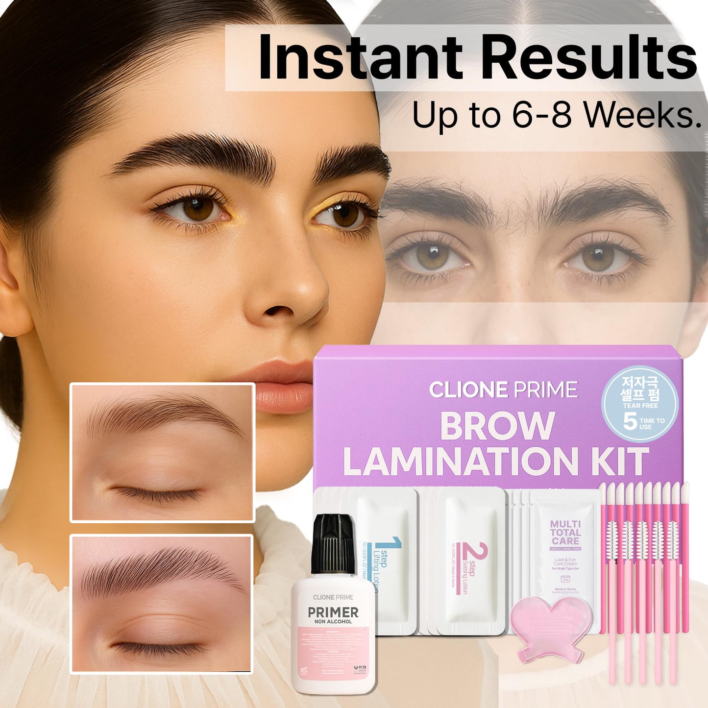 At Home Brow Lamination Kit - DIY Eyebrow Lamination Kit Professional Eye Brow Perm Kit Instant DIY Eyebrow Lift Kit for Fuller Thicker Brows Lasts Beauty and Personal Care CLIONE PRIME