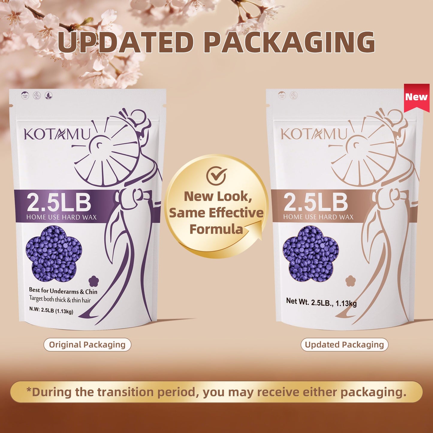KOTAMU Wax Beads for Hair Removal, Professional Waxing Beads for Underarms, Chin, Bikini, Brazilian, Facial, Arm, Leg, Sensitive Skin, 2.5lb Hard Wax Beauty and Personal Care KOTAMU
