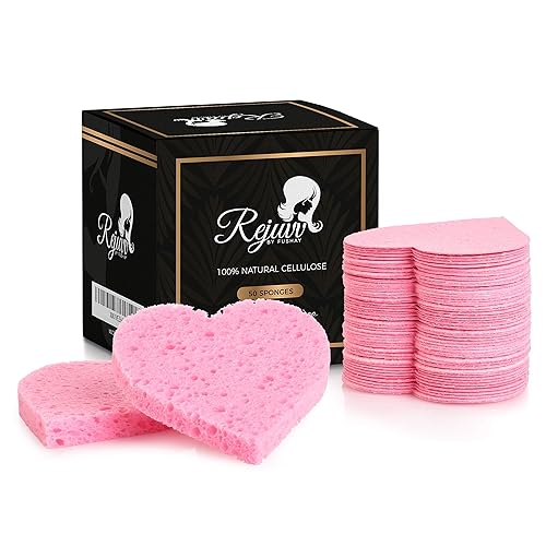 Compressed Facial Sponges 50 Count - Natural Cellulose Sponges for Estheticians, Face Cleansing, Exfoliating & Makeup Removal - Professional Beauty & Personal Care Fushay