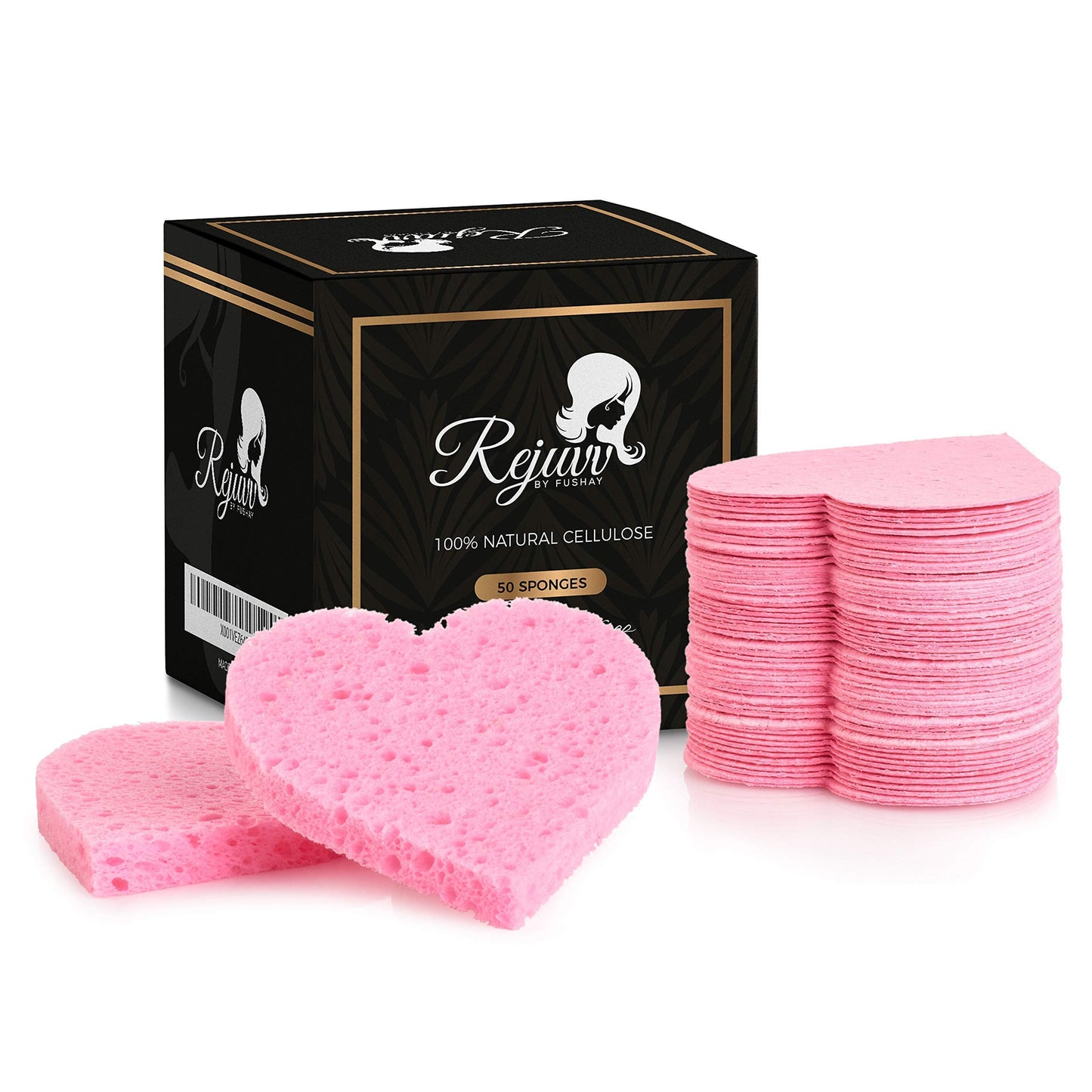 Compressed Facial Sponges 50 Count - Natural Cellulose Sponges for Estheticians, Face Cleansing, Exfoliating & Makeup Removal - Professional Beauty & Personal Care Fushay