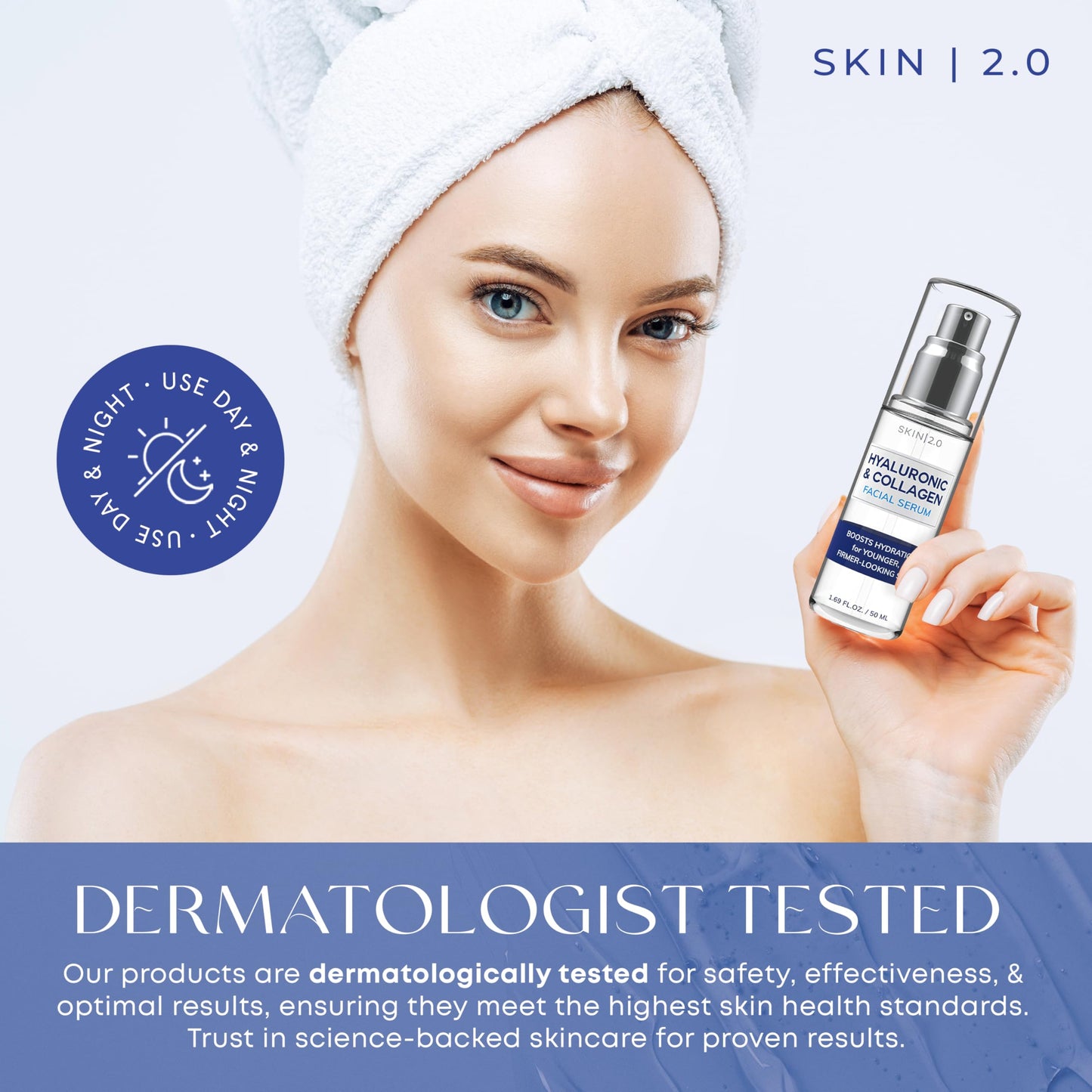 Skin 2.0 Hyaluronic Acid & Collagen Face Serum - Dermatologist Tested, Skin Tightening, Hydrating - Anti-Aging, Clean Beauty, Cruelty-Free Korean Beauty & Personal Care Skin 2.0