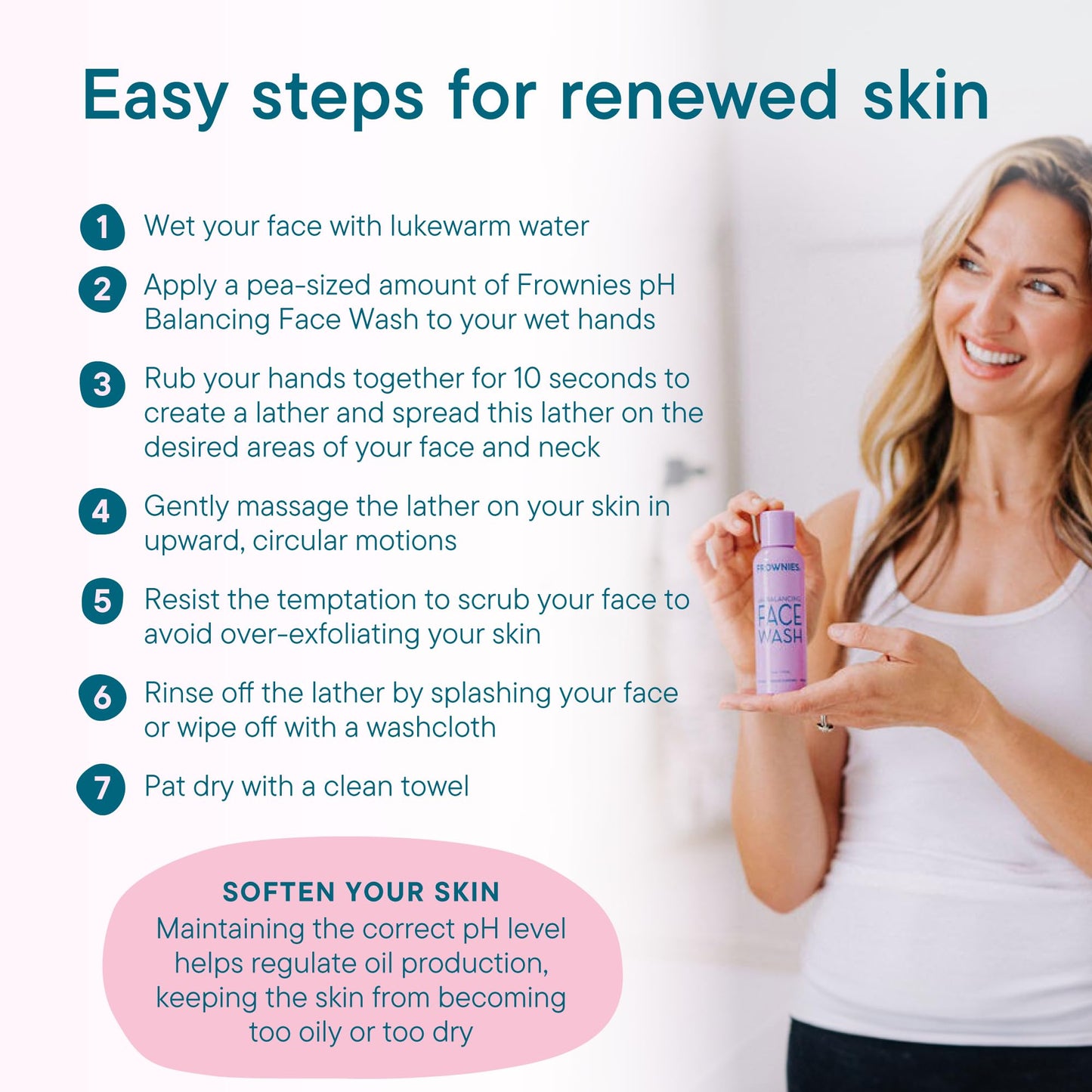 Frownies pH-Balancing Face Wash - Deep & Gentle Cleansing Face Wash with Moisture Retention - For Balancing and Exfoliating Action - Suitable for All Beauty & Personal Care Frownies