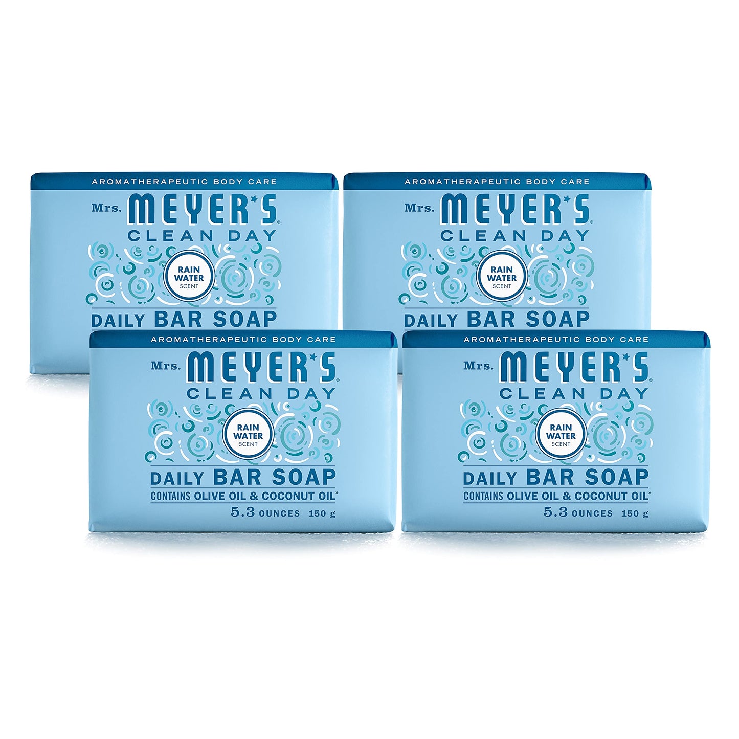 MRS. MEYER'S CLEAN DAY Bar Soap, Use as Body Wash or Hand Soap, Made with Essential Oils, Rain Water, 5.3 oz, 4 Bars Beauty & Personal Care Mrs. MEYER'S