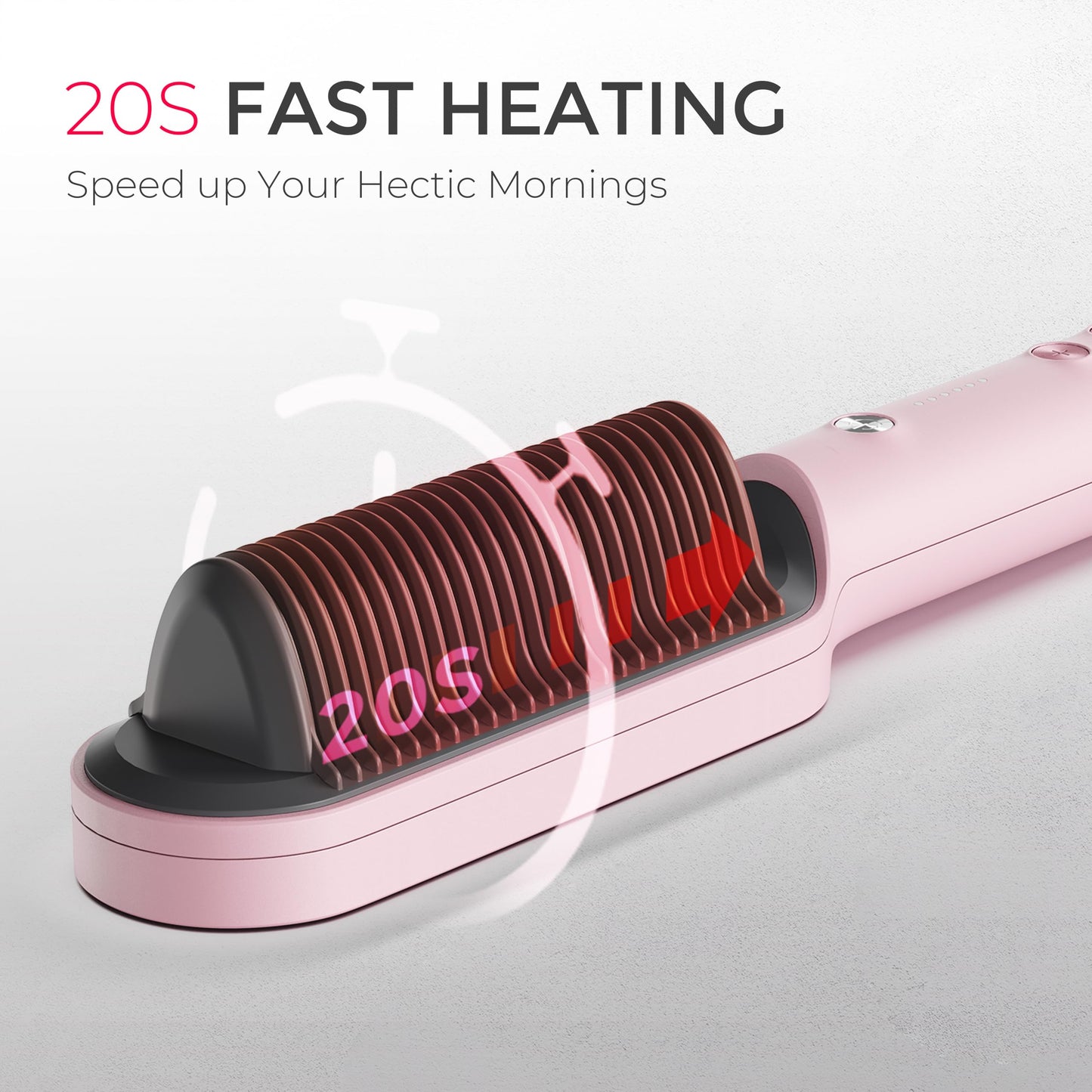 Hair Straightener Brush, TYMO Ring Hair Straightener Comb Straightening Brush for Women with 5 Temps 20s Fast Heating & Dual Voltage, Pink Beauty & Personal Care TYMO