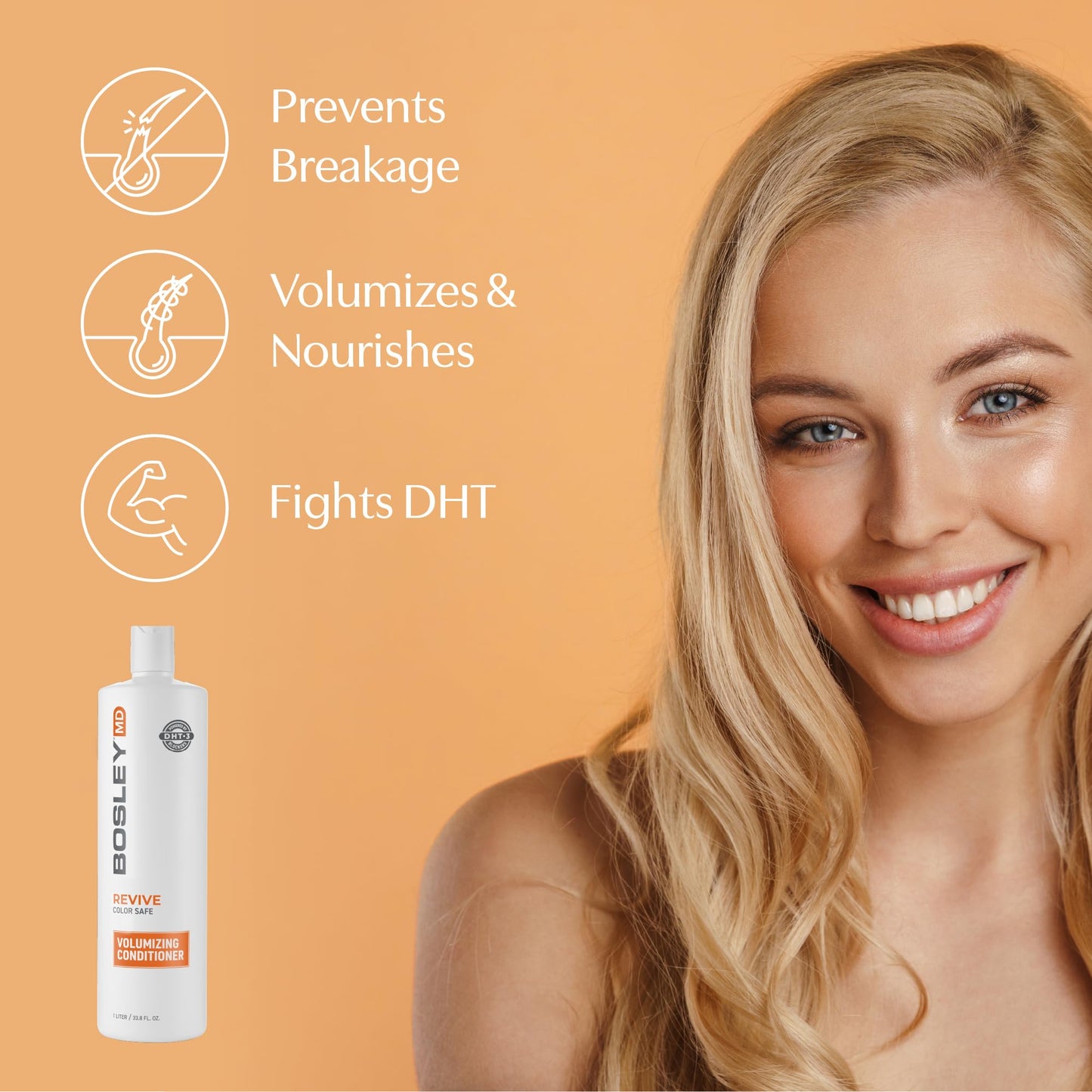 BosRevive Volumizing Conditioner for Thinning, Color/Chemically-Treated Hair - DHT Blocker, Sulfate-Free, Vegan, Biotin, Saw Palmetto & Rosemary Beauty & Personal Care BosleyMD