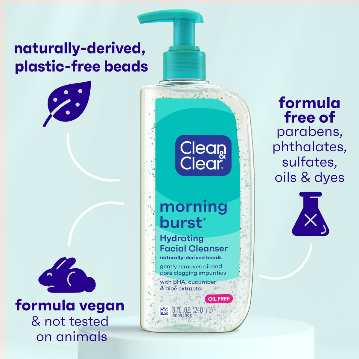 Clean & Clear Morning Burst Oil-Free Hydrating Facial Cleanser with BHA, Cucumber & Aloe Extracts, Face Wash Gently Removes Oil & Pore Clogging Beauty & Personal Care Clean & Clear